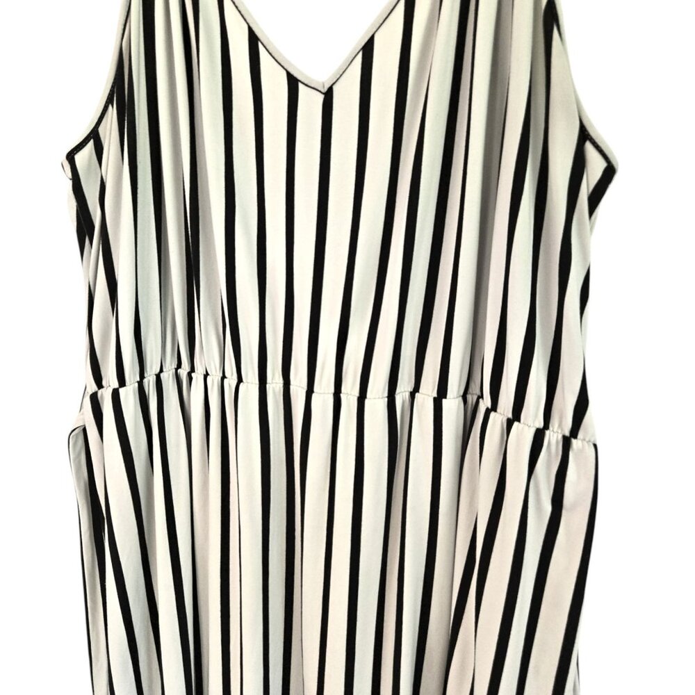 Vibe Sportswear 2X Womens Bue & White Striped Knit Maxi Dress Tie Belt - Picture 7 of 10
